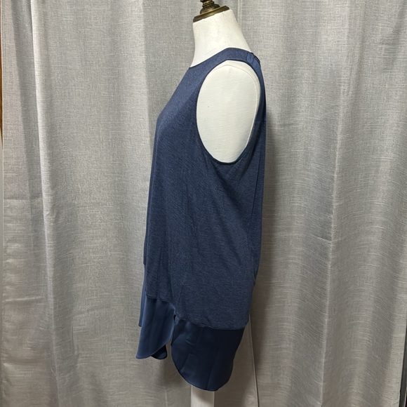 Gorgeous Lands End Tunic Style Tank-Sz M(10/12)-Satiny Trim-Blue-Rayon - Picture 7 of 16